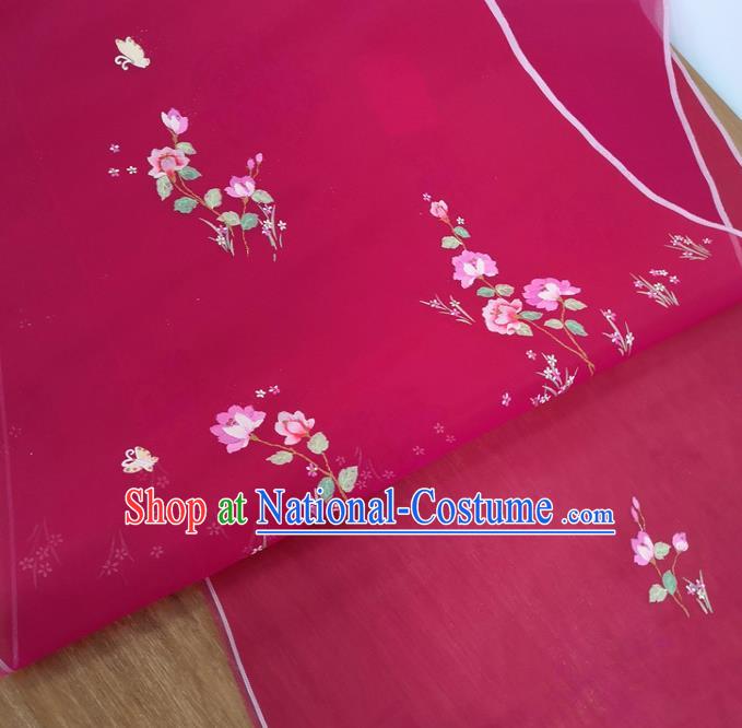 Traditional Chinese Royal Lotus Pattern Design Rosy Silk Fabric Brocade Asian Satin Material