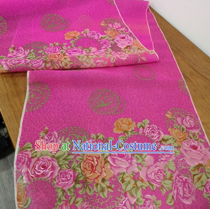 Traditional Chinese Royal Roses Pattern Design Rosy Silk Fabric Brocade Asian Satin Material