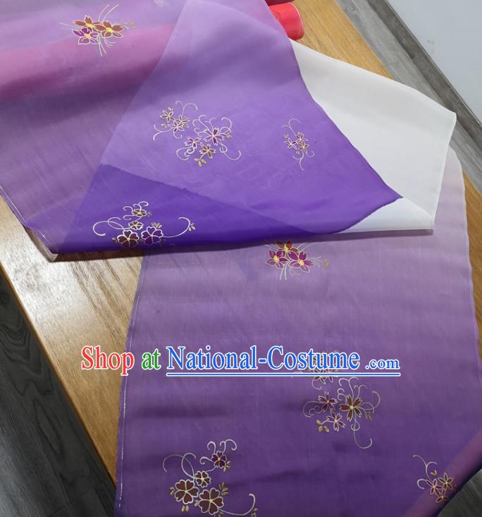 Traditional Chinese Royal Cherry Blossom Pattern Design Purple Silk Fabric Brocade Asian Satin Material