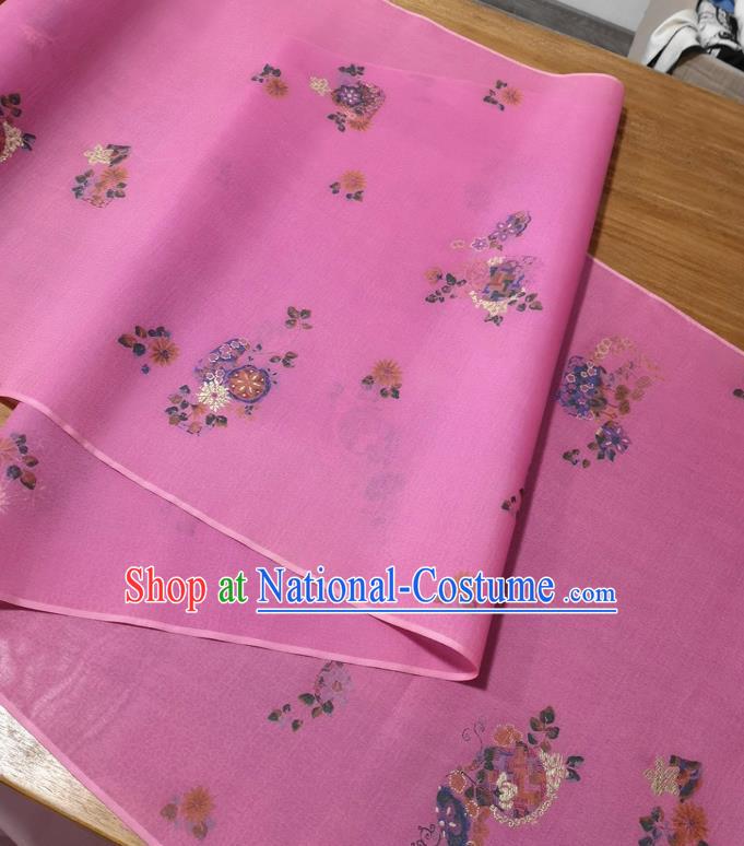 Traditional Chinese Royal Chrysanthemum Pattern Design Pink Silk Fabric Brocade Asian Satin Material