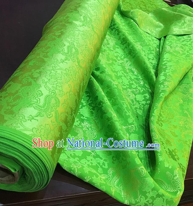 Traditional Chinese Royal Peony Pattern Design Green Brocade Silk Fabric Asian Satin Material