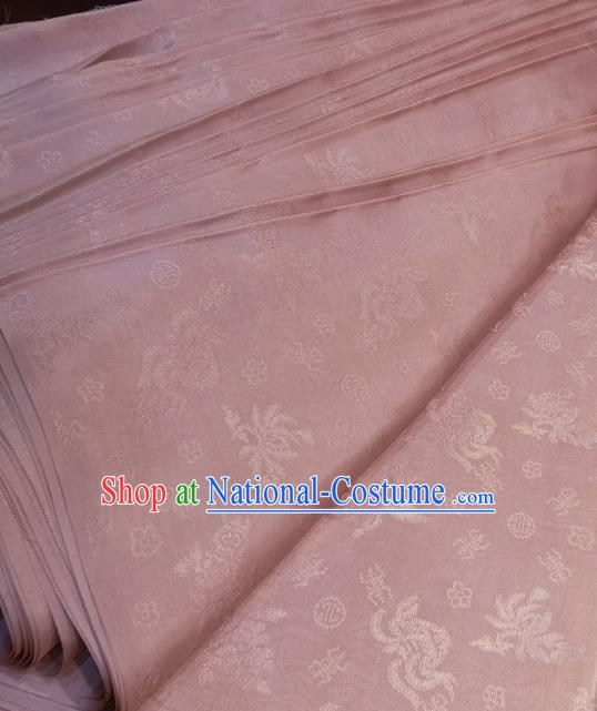 Traditional Chinese Royal Pattern Design Light Pink Brocade Silk Fabric Asian Satin Material