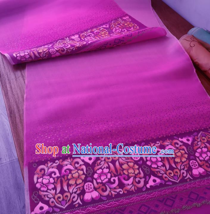 Chinese Traditional Lotus Pattern Design Purple Silk Fabric Brocade Asian Satin Material