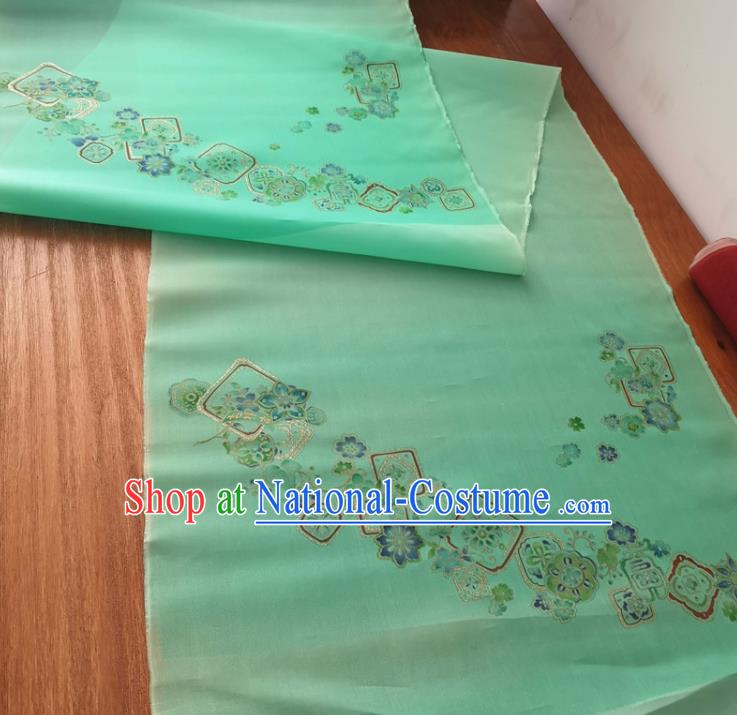 Chinese Traditional Pattern Design Green Silk Fabric Brocade Asian Satin Material