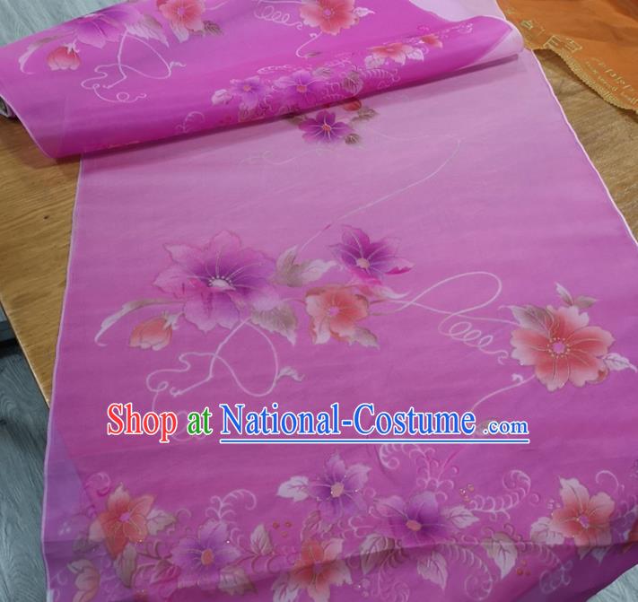 Chinese Traditional Flowers Pattern Design Lilac Silk Fabric Brocade Asian Satin Material