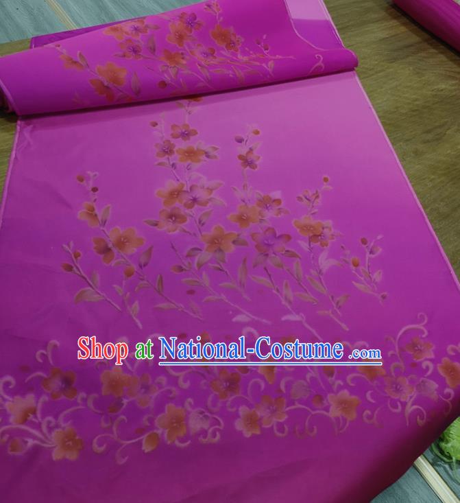 Chinese Traditional Flowers Pattern Design Purple Silk Fabric Brocade Asian Satin Material