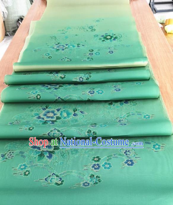 Chinese Traditional Pattern Design Green Silk Fabric Brocade Asian Satin Material