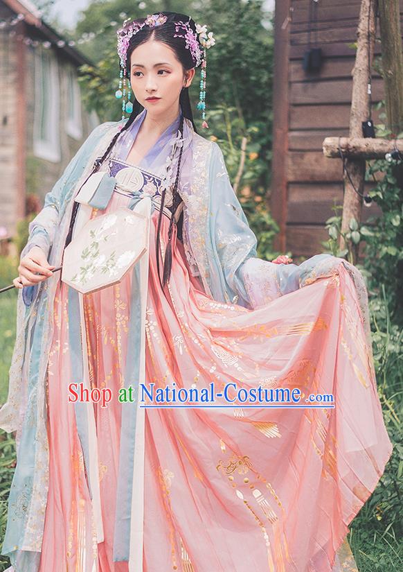 Traditional Chinese Tang Dynasty Court Princess Hanfu Dress Ancient Goddess Replica Costumes for Women