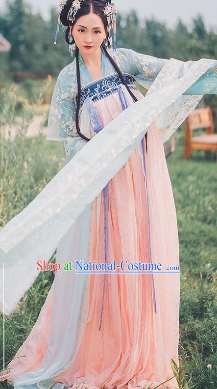 Traditional Chinese Tang Dynasty Palace Hanfu Dress Ancient Court Princess Replica Costumes for Women