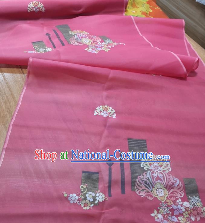 Chinese Traditional Peach Blossom Pattern Design Rosy Silk Fabric Brocade Asian Satin Material