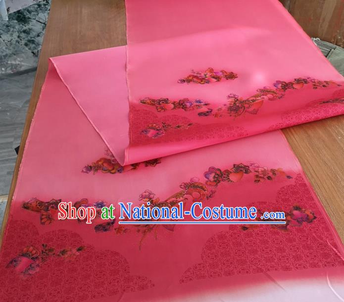 Chinese Traditional Butterfly Pattern Design Rosy Silk Fabric Brocade Asian Satin Material