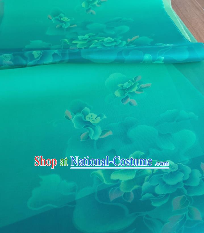 Chinese Traditional Pattern Design Green Silk Fabric Brocade Asian Satin Material