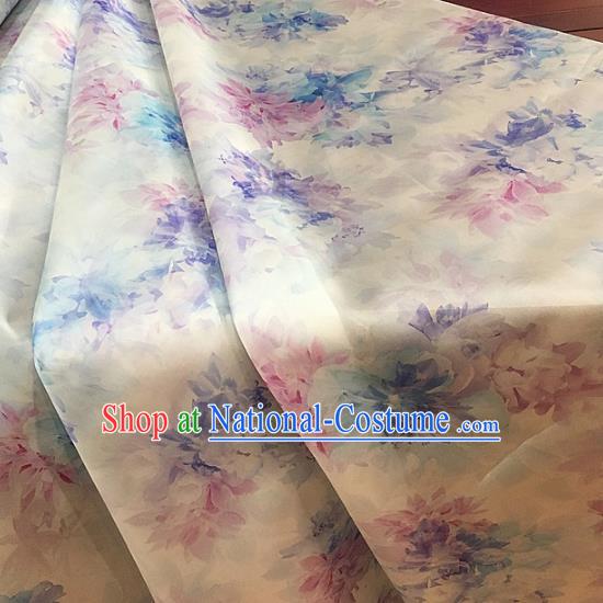 Chinese Traditional Peony Pattern Design Beige Silk Fabric Brocade Asian Satin Material