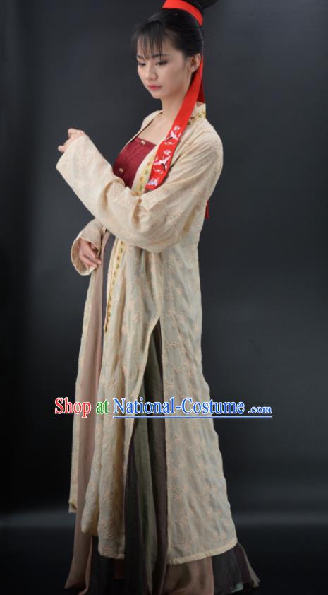 Chinese Traditional Song Dynasty Young Lady Replica Costumes Ancient Country Girl Hanfu Dress for Women