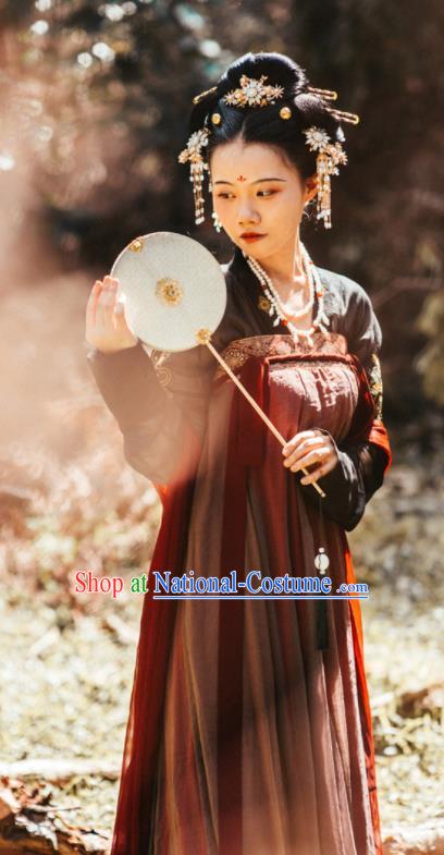 Chinese Traditional Tang Dynasty Imperial Consort Replica Costumes Ancient Peri Goddess Hanfu Dress for Women