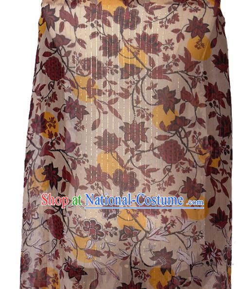 Chinese Traditional Maple Leaf Pattern Design Cheongsam Satin Brocade Fabric Asian Silk Material