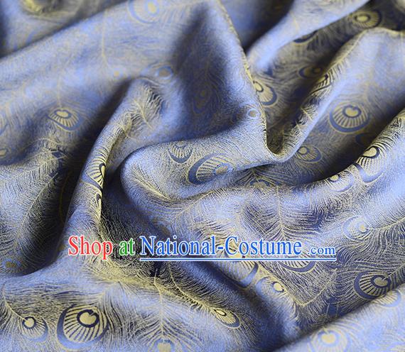 Chinese Traditional Feather Pattern Design Cheongsam Purple Satin Brocade Fabric Asian Silk Material