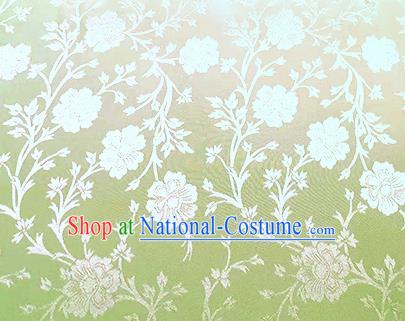 Chinese Traditional Flowers Pattern Design Yellow Satin Brocade Fabric Asian Silk Material