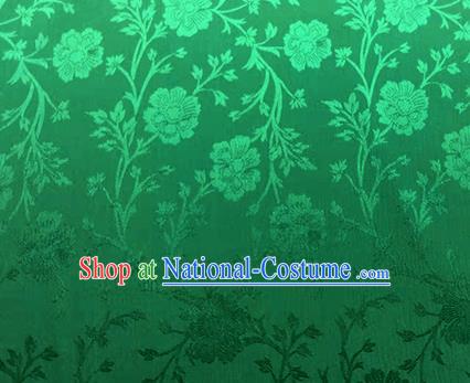 Chinese Traditional Flowers Pattern Design Green Satin Brocade Fabric Asian Silk Material