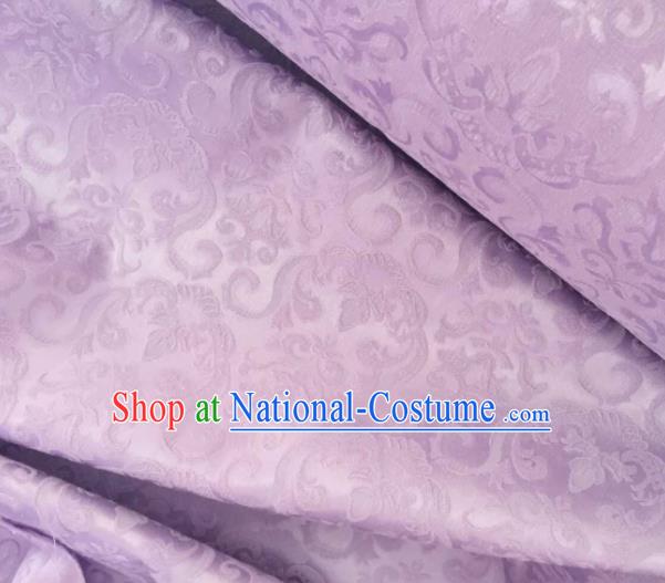 Chinese Traditional Pattern Design Lilac Satin Hanfu Brocade Fabric Asian Silk Material