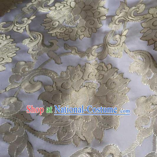 Chinese Traditional Lotus Pattern Design Lilac Satin Hanfu Brocade Fabric Asian Silk Material