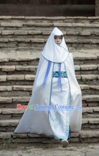 Chinese Ancient Drama Cosplay Dragon Prince Ao Bing White Clothing Traditional Hanfu Swordsman Costume for Men