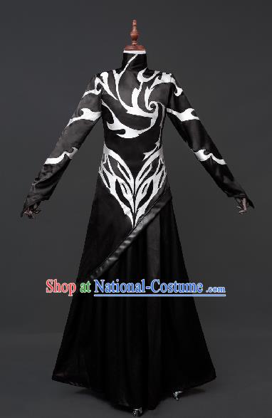 Chinese Ancient Drama Cosplay Taoist Priest Shen Gongbao Black Clothing Traditional Hanfu Swordsman Costume for Men