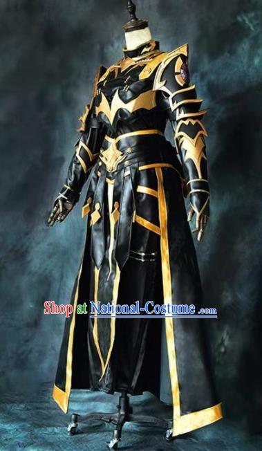 Chinese Ancient Drama Cosplay Taoist Priest General Armor Black Clothing Traditional Hanfu Swordsman Costume for Men