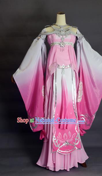 Chinese Ancient Cosplay Peri Pink Dress Traditional Hanfu Female Swordsman Costume for Women