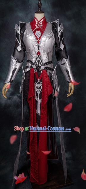 Chinese Ancient Cosplay Heroine Red Armor Female Knight Dress Traditional Hanfu Swordsman Costume for Women