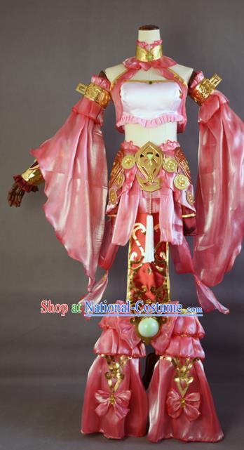 Chinese Ancient Cosplay Fairy Pink Dress Traditional Hanfu Female Swordsman Costume for Women