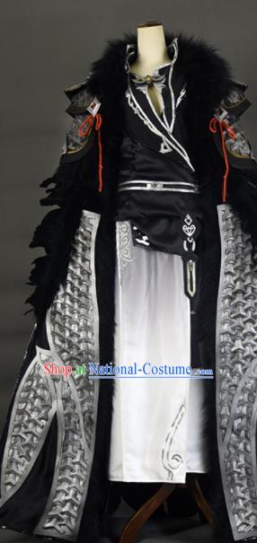 Chinese Ancient Cosplay Knight King Black Clothing Traditional Hanfu Swordsman Costume for Men