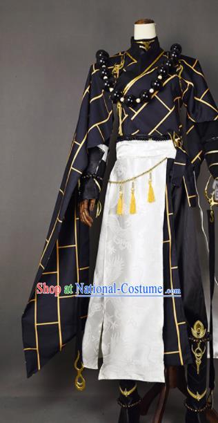 Chinese Ancient Cosplay Knight Monk Black Clothing Traditional Hanfu Swordsman Costume for Men