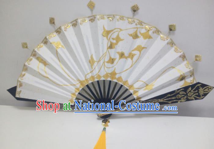 Chinese Ancient Cosplay Hanfu Folding Fan Traditional Handmade White Fans for Women