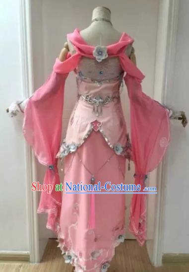 Chinese Ancient Cosplay Female Knight Heroine Pink Dress Traditional Hanfu Princess Swordsman Costume for Women