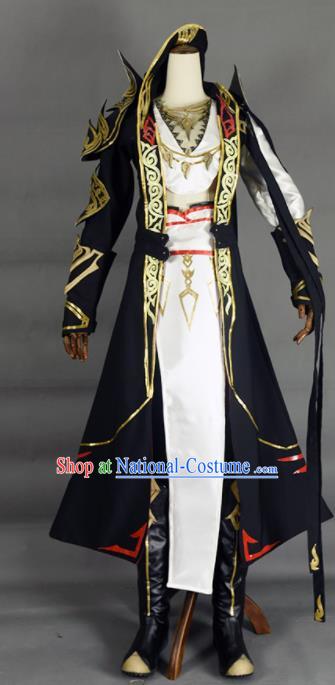 Chinese Ancient Cosplay Knight Black Clothing Traditional Hanfu Swordsman Costume for Men