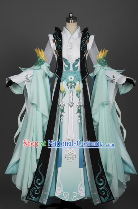 Chinese Ancient Cosplay Imperial Consort Female Knight Green Dress Traditional Hanfu Princess Swordsman Costume for Women