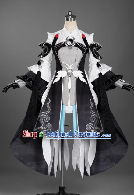 Chinese Ancient Cosplay Taoist Nun Female Knight Black Dress Traditional Hanfu Princess Swordsman Costume for Women