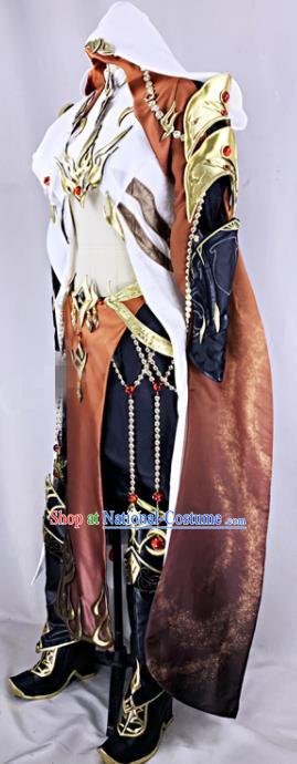 Chinese Ancient Drama Cosplay Young Knight Brown Clothing Traditional Hanfu Swordsman Costume for Men