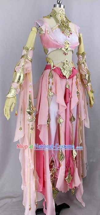 Chinese Ancient Cosplay Young Heroine Pink Dress Traditional Hanfu Female Swordsman Costume for Women