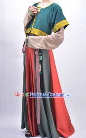 Chinese Traditional Tang Dynasty Court Maidservant Replica Costumes Ancient Palace Lady Hanfu Dress for Women