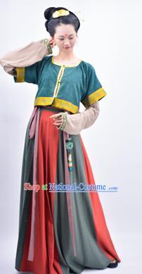 Chinese Traditional Tang Dynasty Court Maidservant Replica Costumes Ancient Palace Lady Hanfu Dress for Women