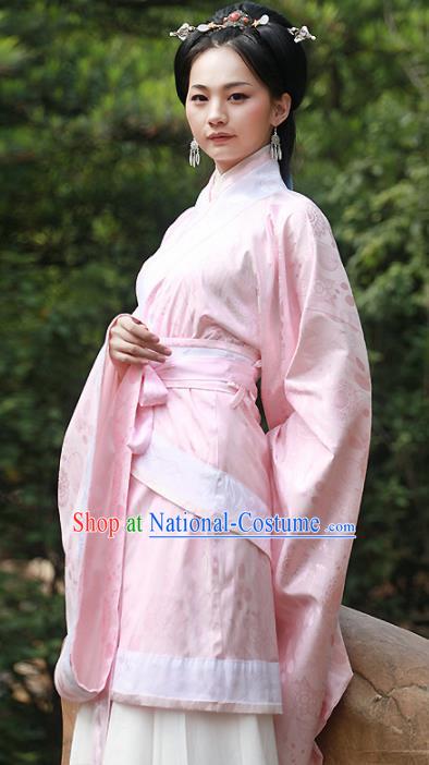 Chinese Traditional Han Dynasty Court Princess Replica Costumes Ancient Palace Lady Curving Front Robe Hanfu Dress for Women