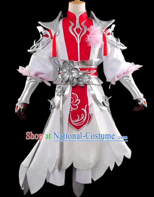 Chinese Ancient Drama Cosplay Young General Armor Knight Clothing Traditional Hanfu Swordsman Costume for Men