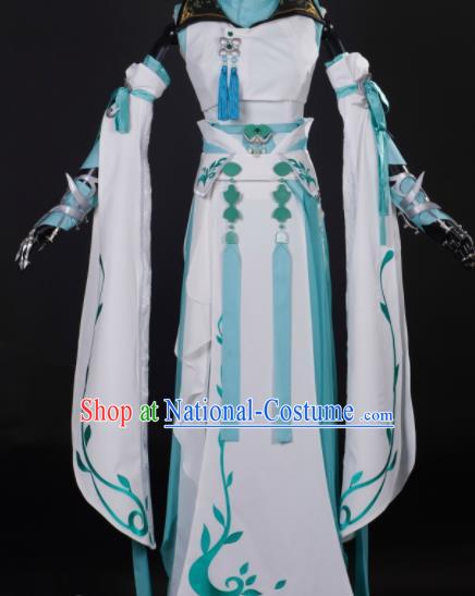 Chinese Ancient Cosplay Fairy Princess White Dress Traditional Hanfu Female Knight Swordsman Costume for Women