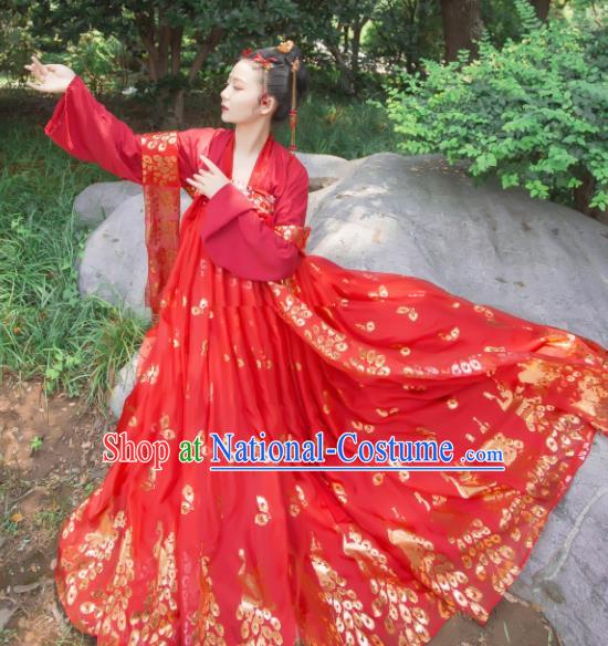 Chinese Ancient Cosplay Game Fairy Princess Wedding Red Dress Traditional Hanfu Imperial Consort Costume for Women