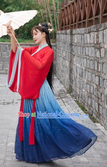 Chinese Traditional Jin Dynasty Court Princess Replica Costumes Ancient Palace Hanfu Dress for Women