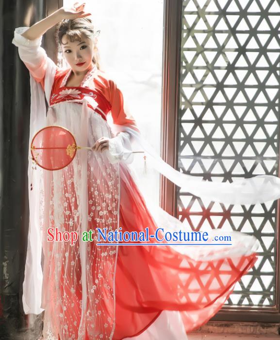 Chinese Traditional Tang Dynasty Palace Princess Replica Costumes Ancient Goddess Hanfu Dress for Women