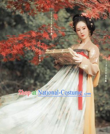 Chinese Traditional Tang Dynasty Court Princess Replica Costumes Ancient Imperial Consort Hanfu Dress for Women