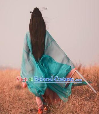 Chinese Traditional Jin Dynasty Female Swordsman Replica Costumes Ancient Drama Wu Xia Heroine Hanfu Dress for Women